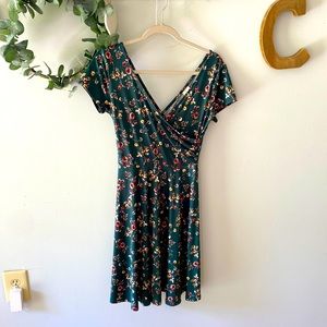 Dark green floral wrap top dress. Kayleigh brand size small. Nursing friendly!